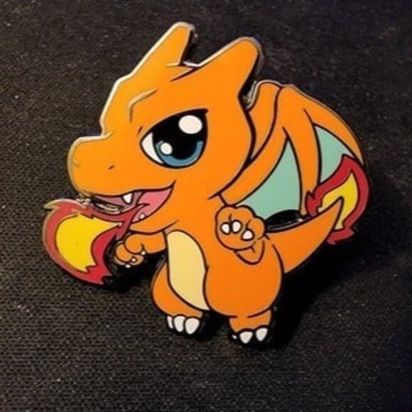 Cute Chibi Kawaii Charizard Hard Enamel Pin - Adorable Pokémon Collectible - Picture 2 of 5